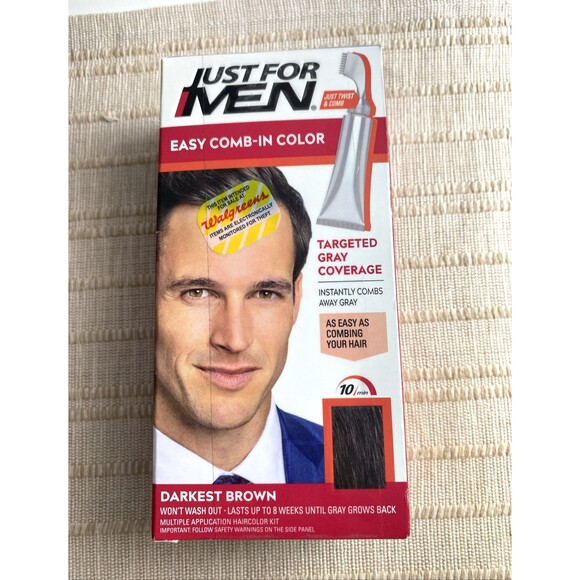 Just For Men Easy Comb-In Color Mens Hair Dye Darkest Brown A-50 Pack of 1 - Picture 1 of 10